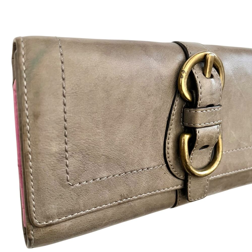 Coach Legacy Gray Garcia Leather Brass Buckle Long Slim Envelope Wallet #41832 - Picture 8 of 10